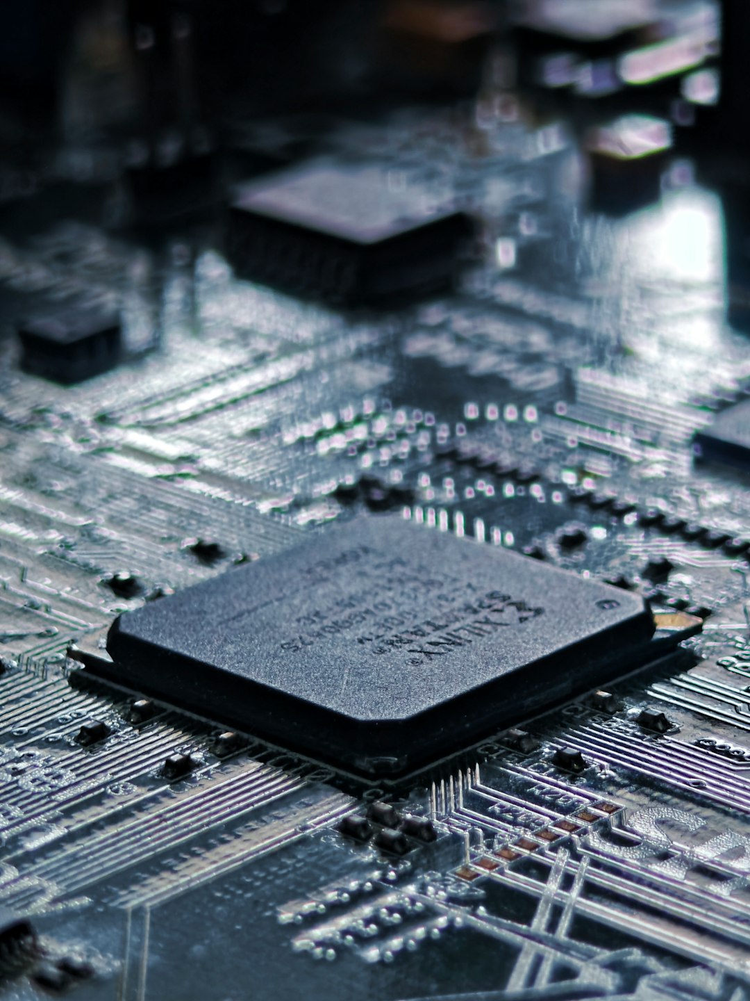 Close-up of a processor mounted on a circuit board